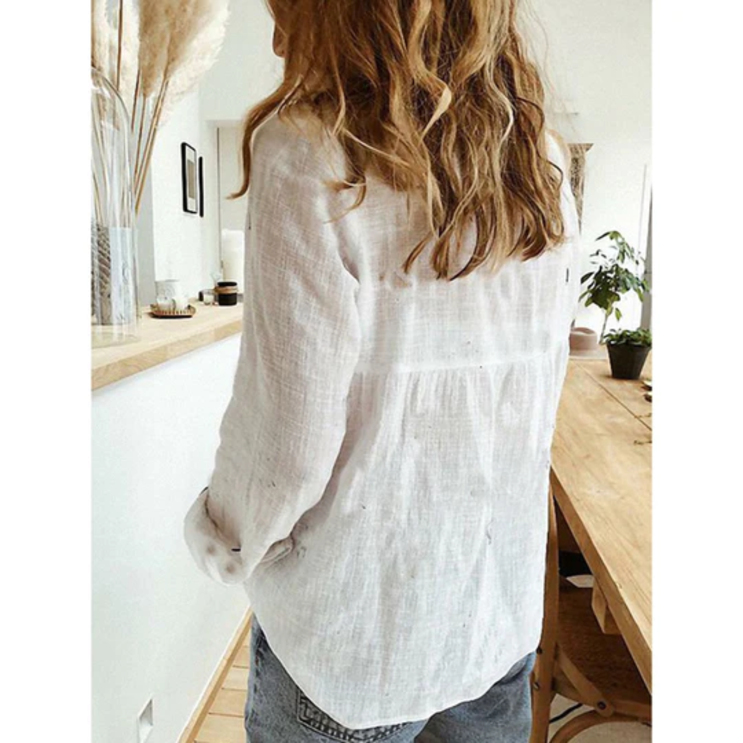 Eva | Linnen comfortabele damesblouse