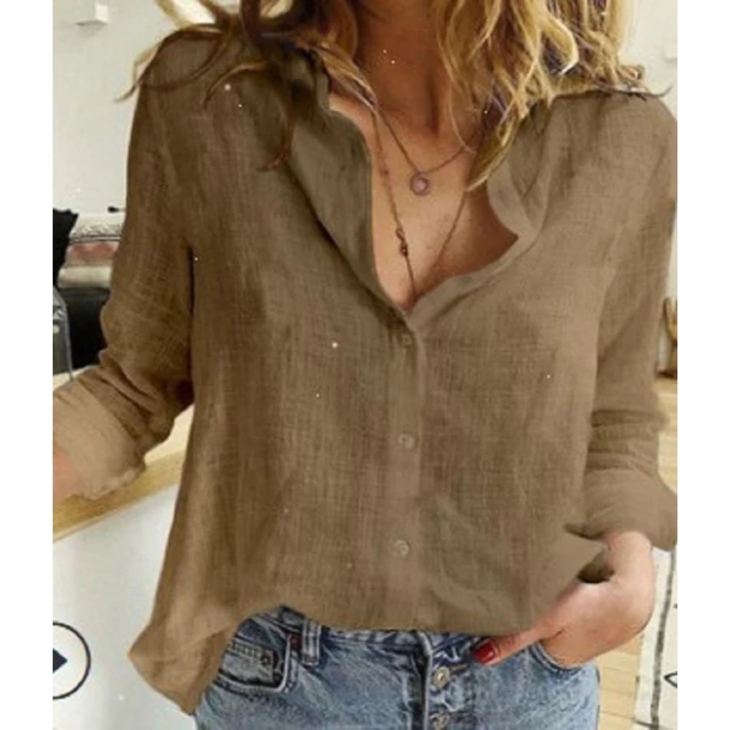 Eva | Linnen comfortabele damesblouse