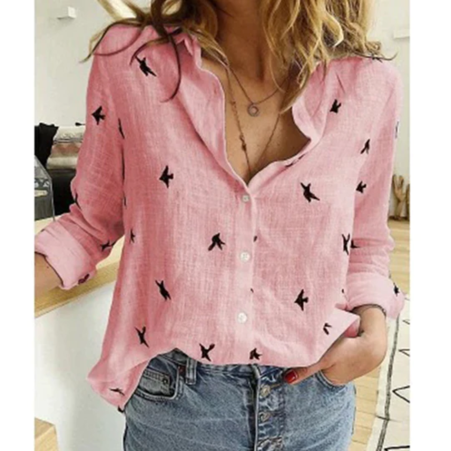Eva | Linnen comfortabele damesblouse