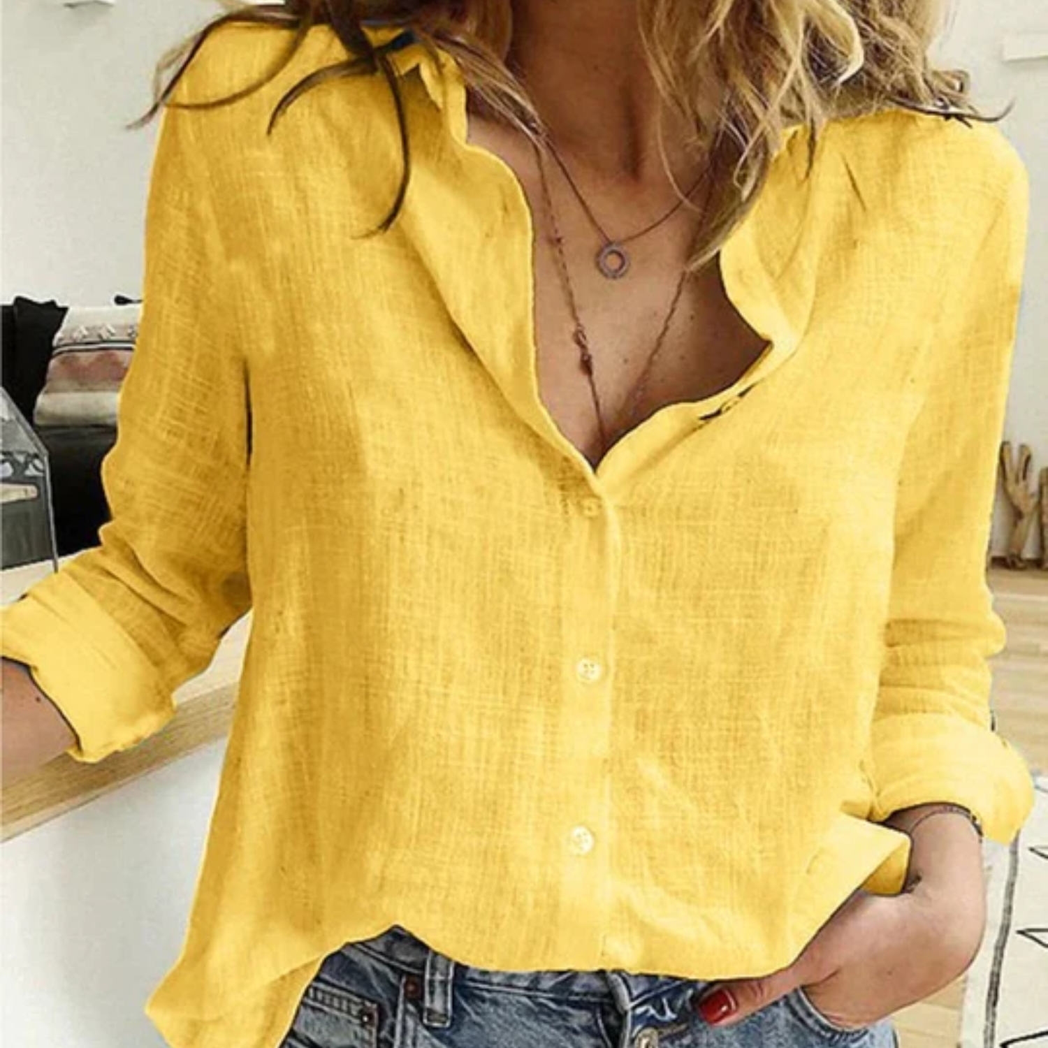 Eva | Linnen comfortabele damesblouse