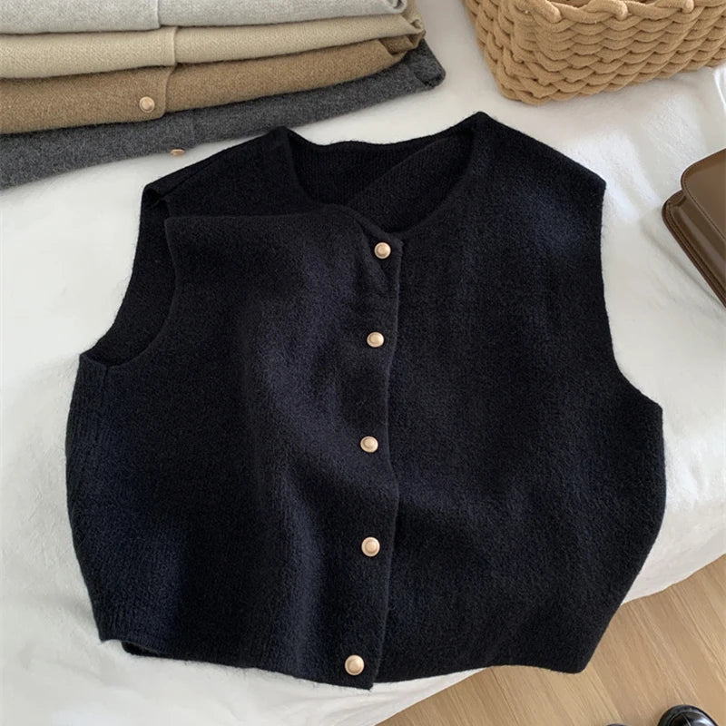 Gilet dames mouwloos met knopen