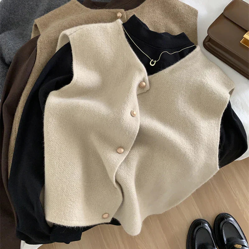 Gilet dames mouwloos met knopen