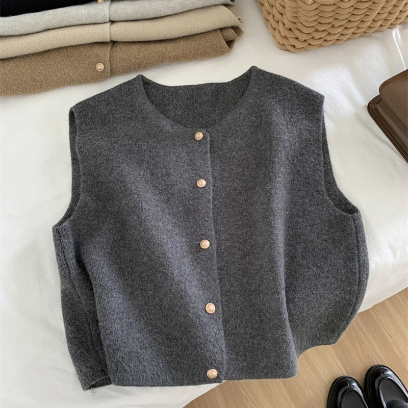 Gilet dames mouwloos met knopen