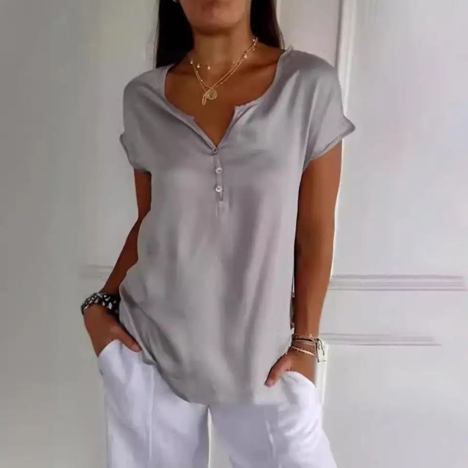 Dames Elegante top met v hals en knopen