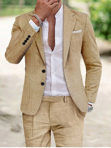 Linnen Herenpak slim fit tweed look
