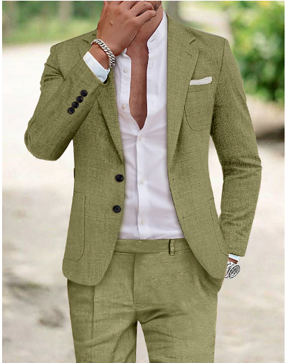 Linnen Herenpak slim fit tweed look