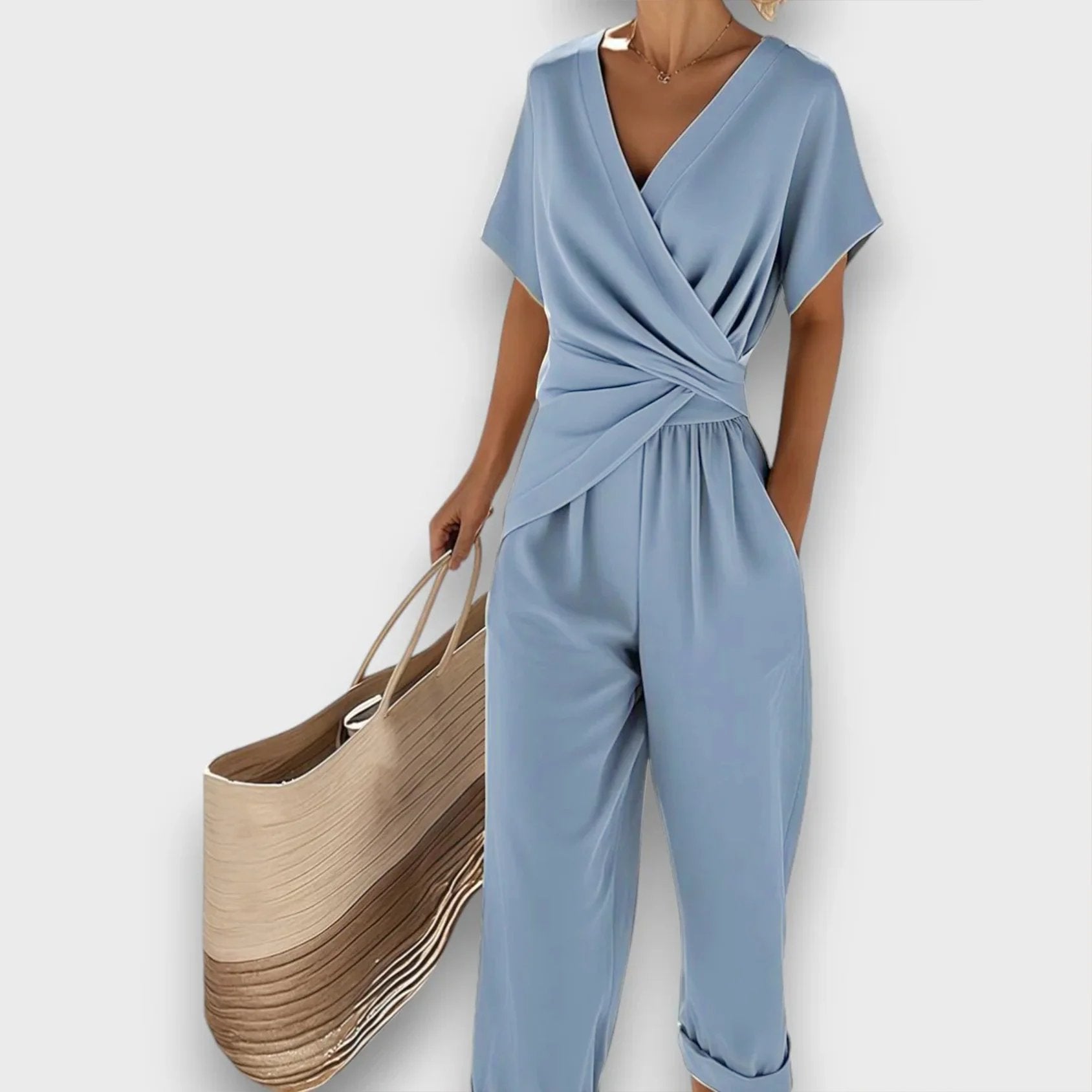Anouk - Elegante jumpsuit met twist taille voor dames Side