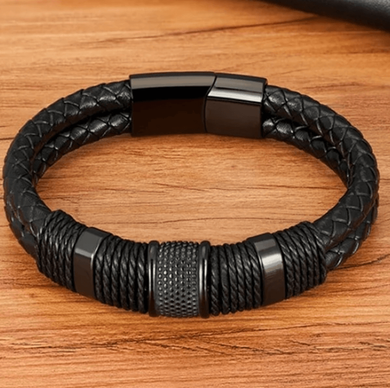 Lina | Geweven leren armband