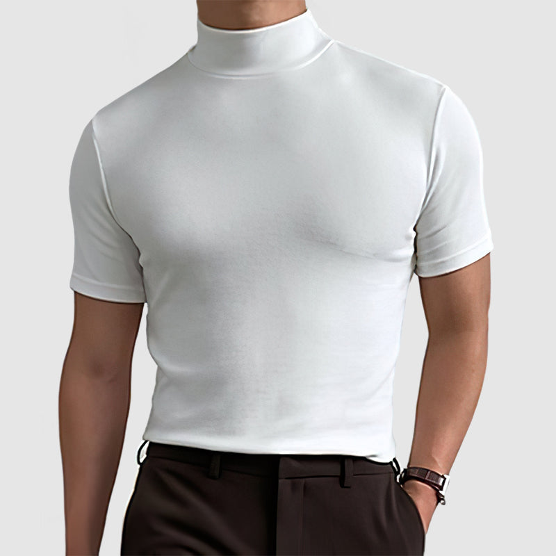 Elegante T-shirt heren met col korte mouw