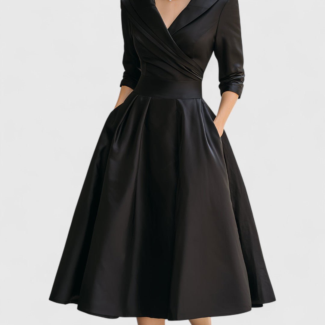 Elza - Elegante midi jurk met overslaghals voor dames Lifestyle