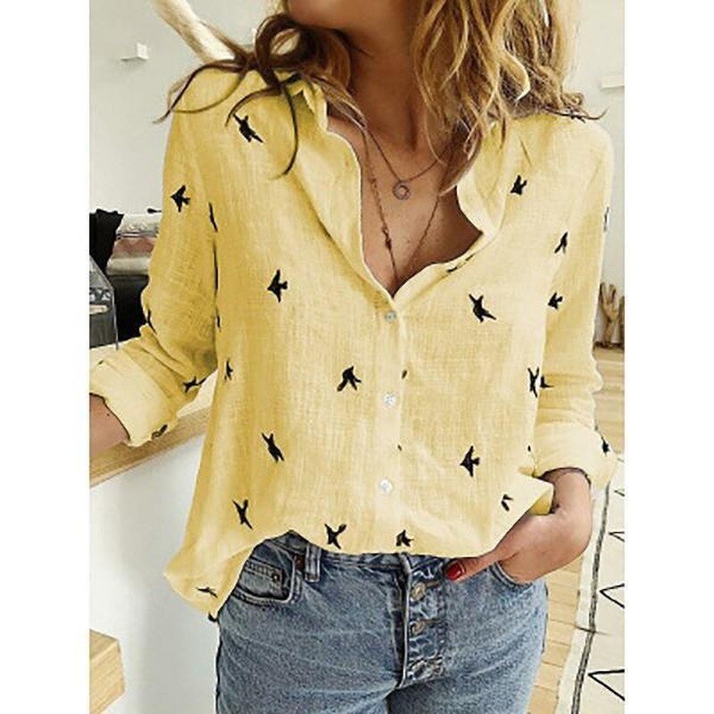 Evi - Luchtige casual blouse met vogelprint voor dames Hero