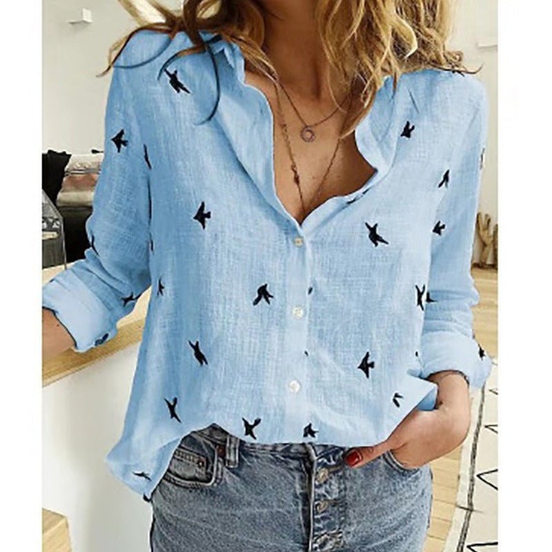 Evi - Luchtige casual blouse met vogelprint voor dames Side