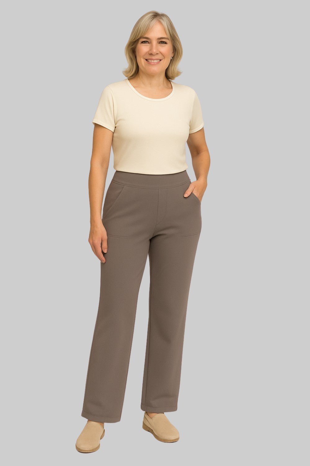 Fenna - Elegante wide leg broek met elastische taille voor dames Front