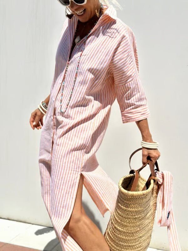 Fenna - Luchtige polo midi zomerjurk voor dames Close Up