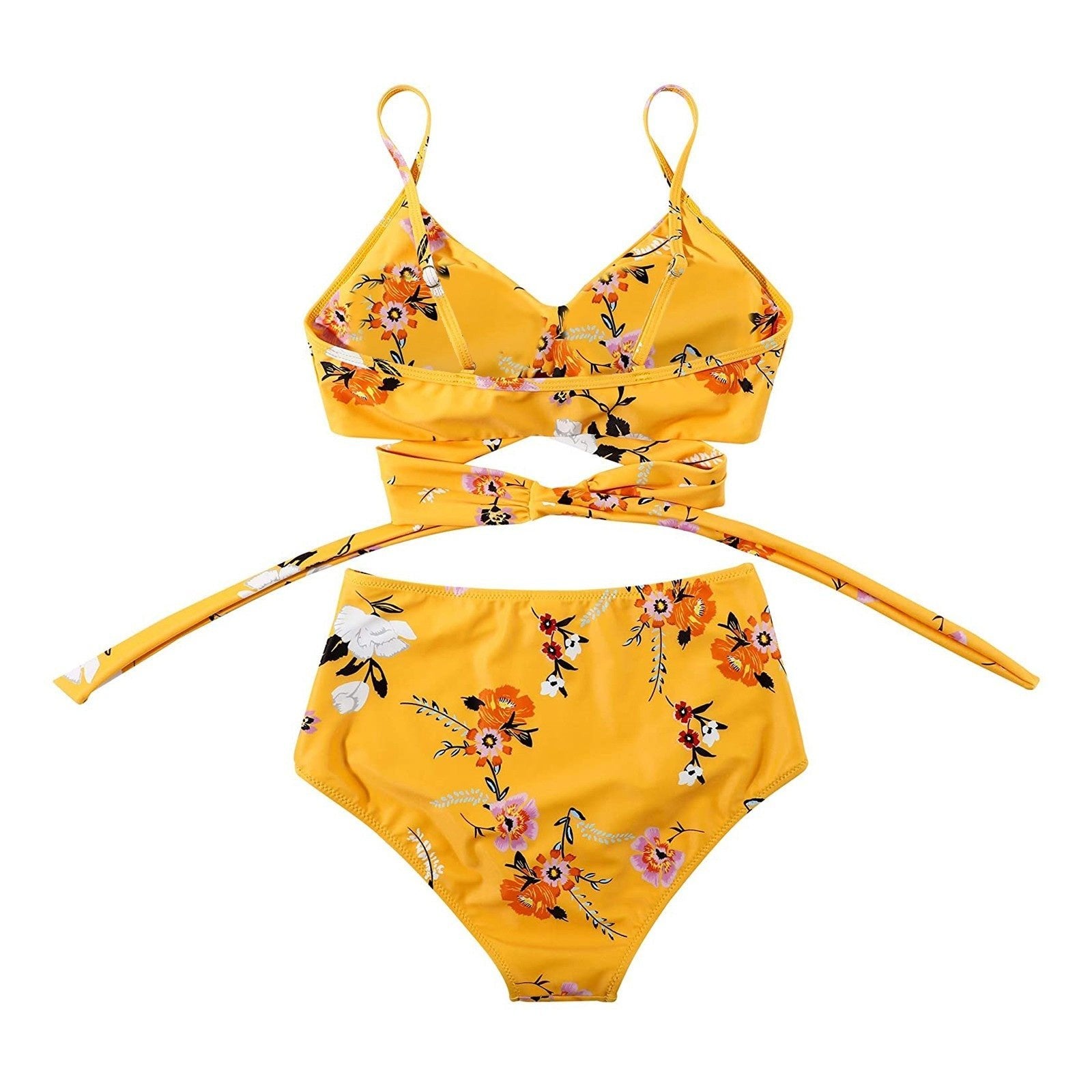 Fleur - Kleurrijke high waist damesbikini met crossover top Detail