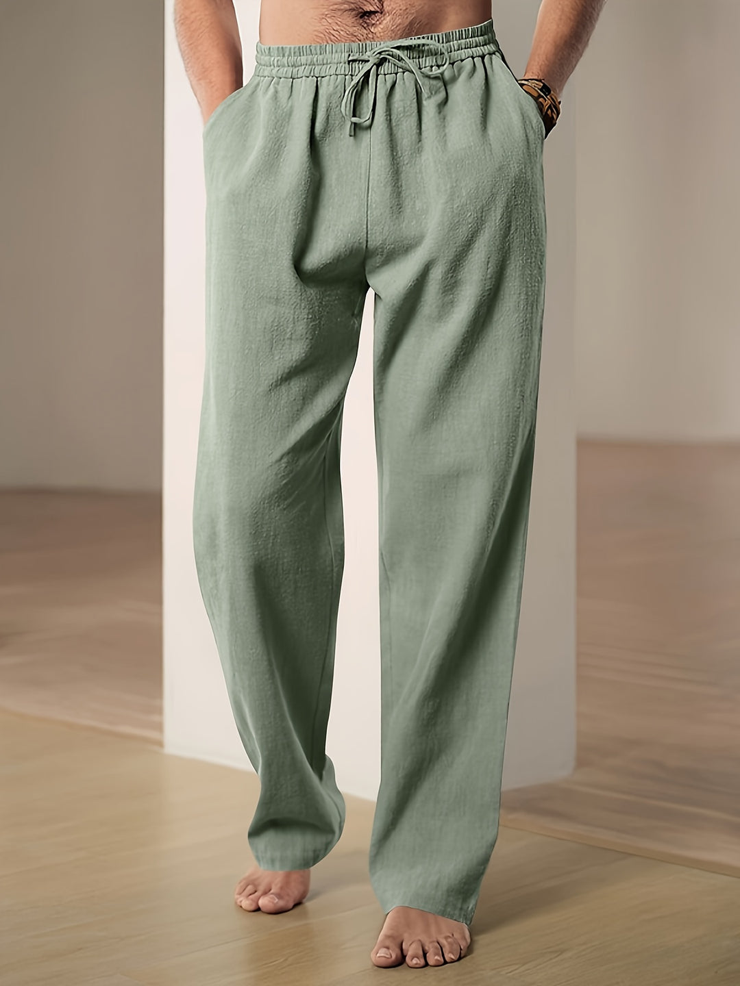 Linnen broek heren met trekkoord