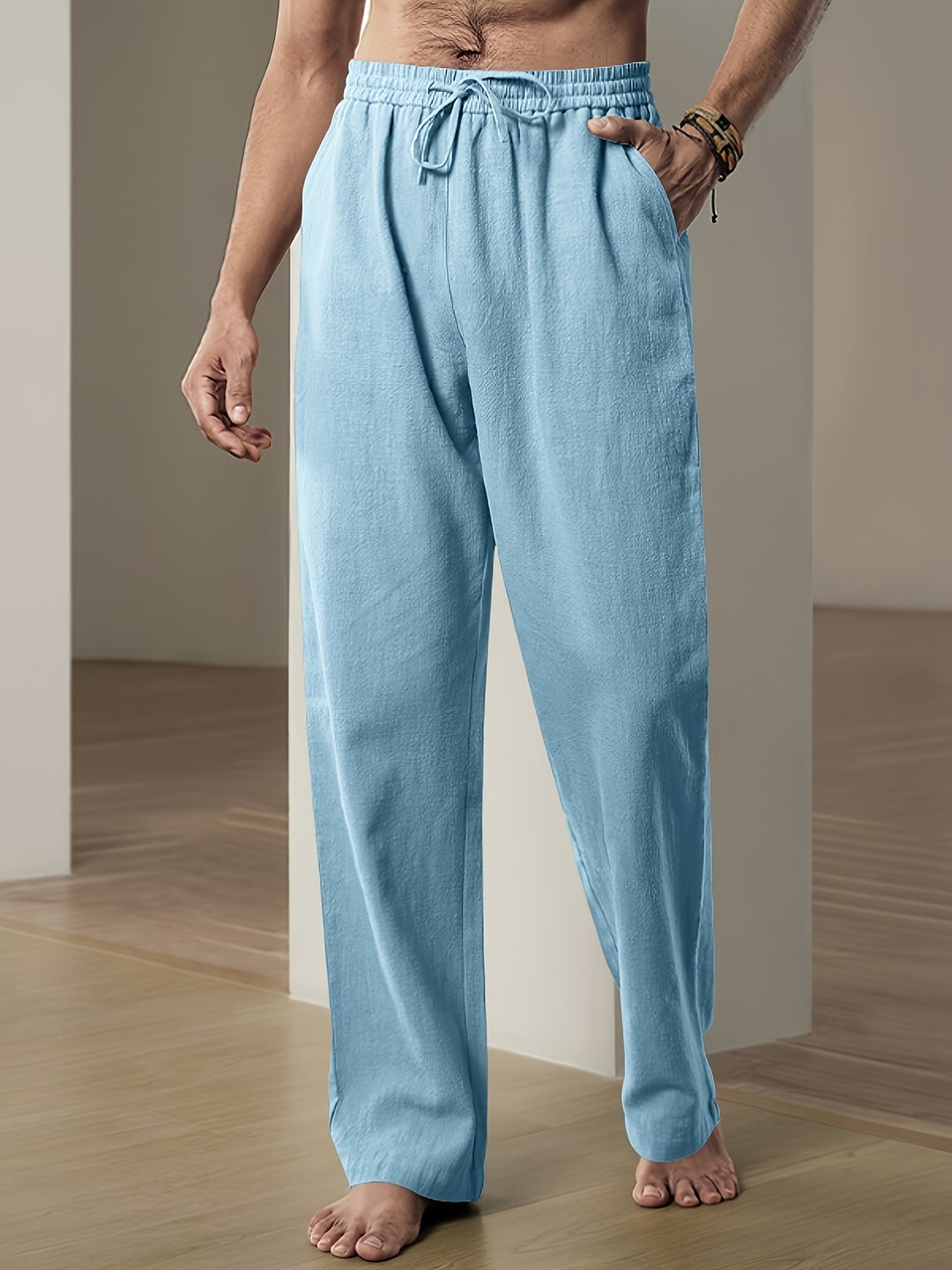 Linnen broek heren met trekkoord