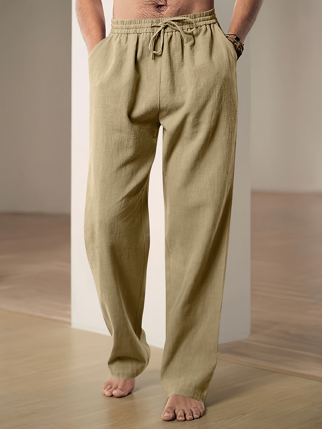 Linnen broek heren met trekkoord