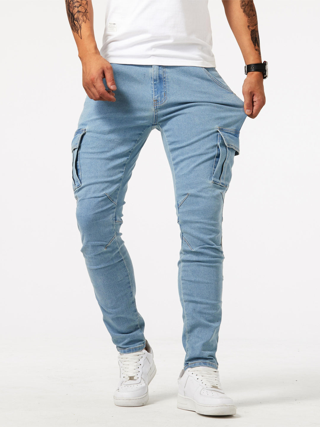 Cargo Jeans Heren slim Fit