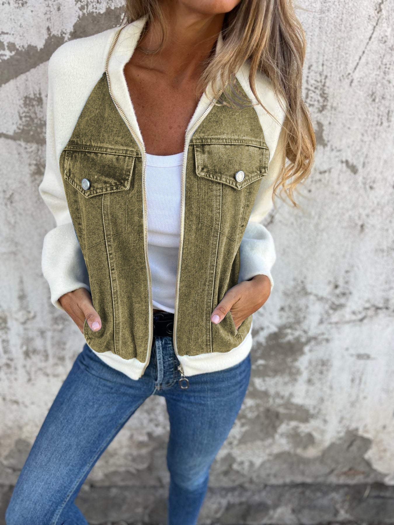 Dames Stijvolle Denim Jacket met rits