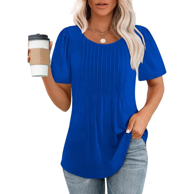 Dames Elegante  t-shirt met plooien