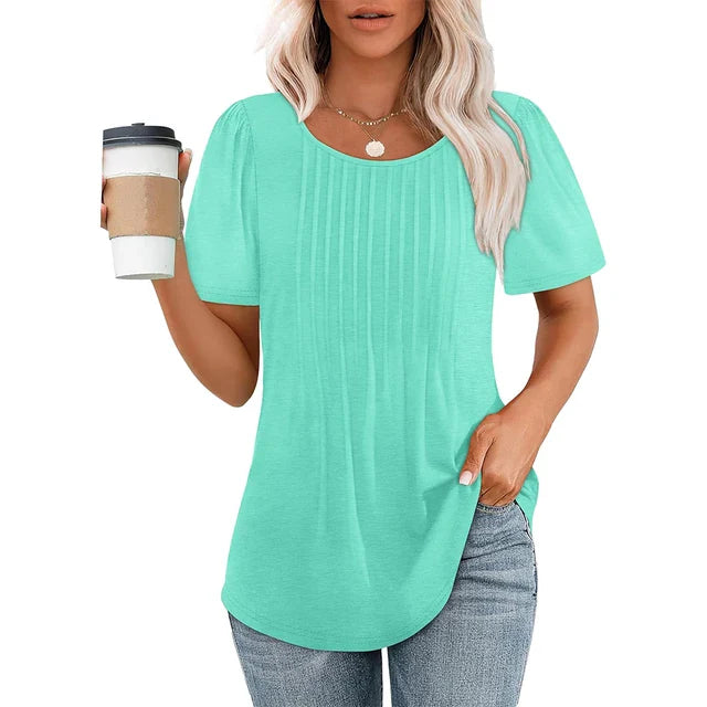 Dames Elegante  t-shirt met plooien