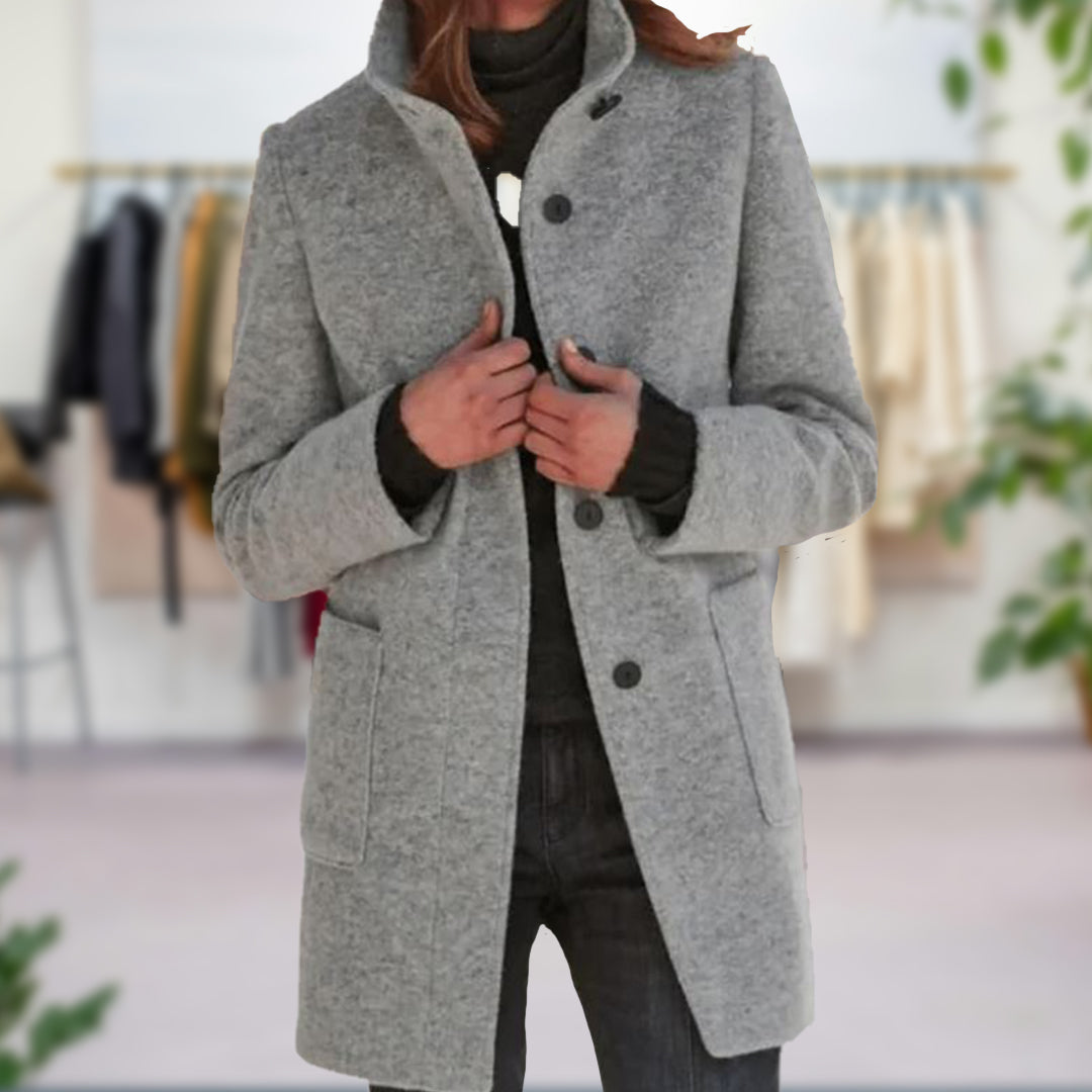 Dames Elegante mantel met opstaande kraag