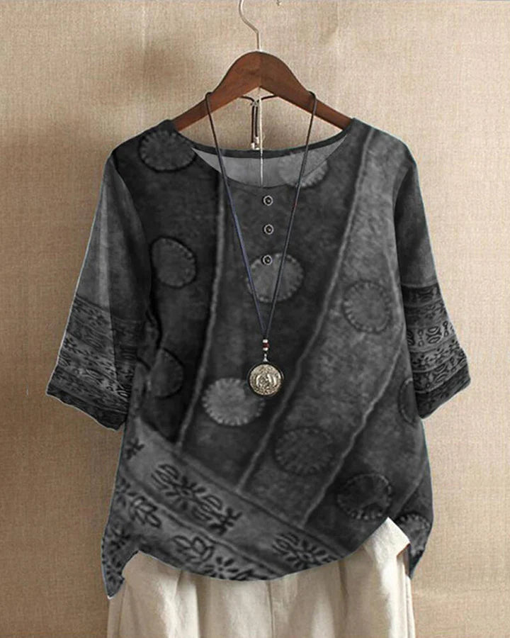 Dames Elegante top met print en driekwart mouw