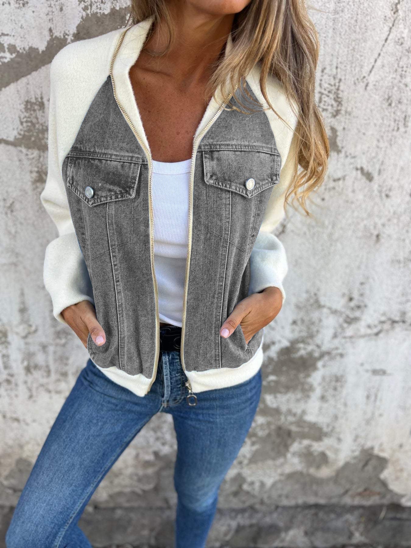 Dames Stijvolle Denim Jacket met rits
