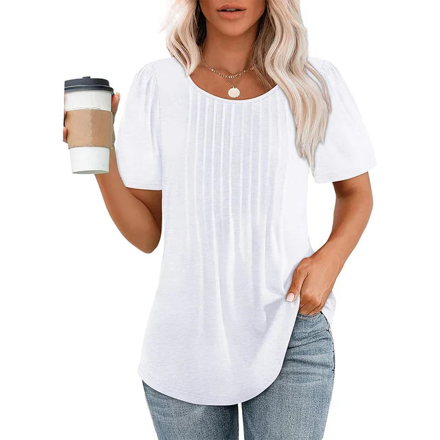 Dames Elegante  t-shirt met plooien