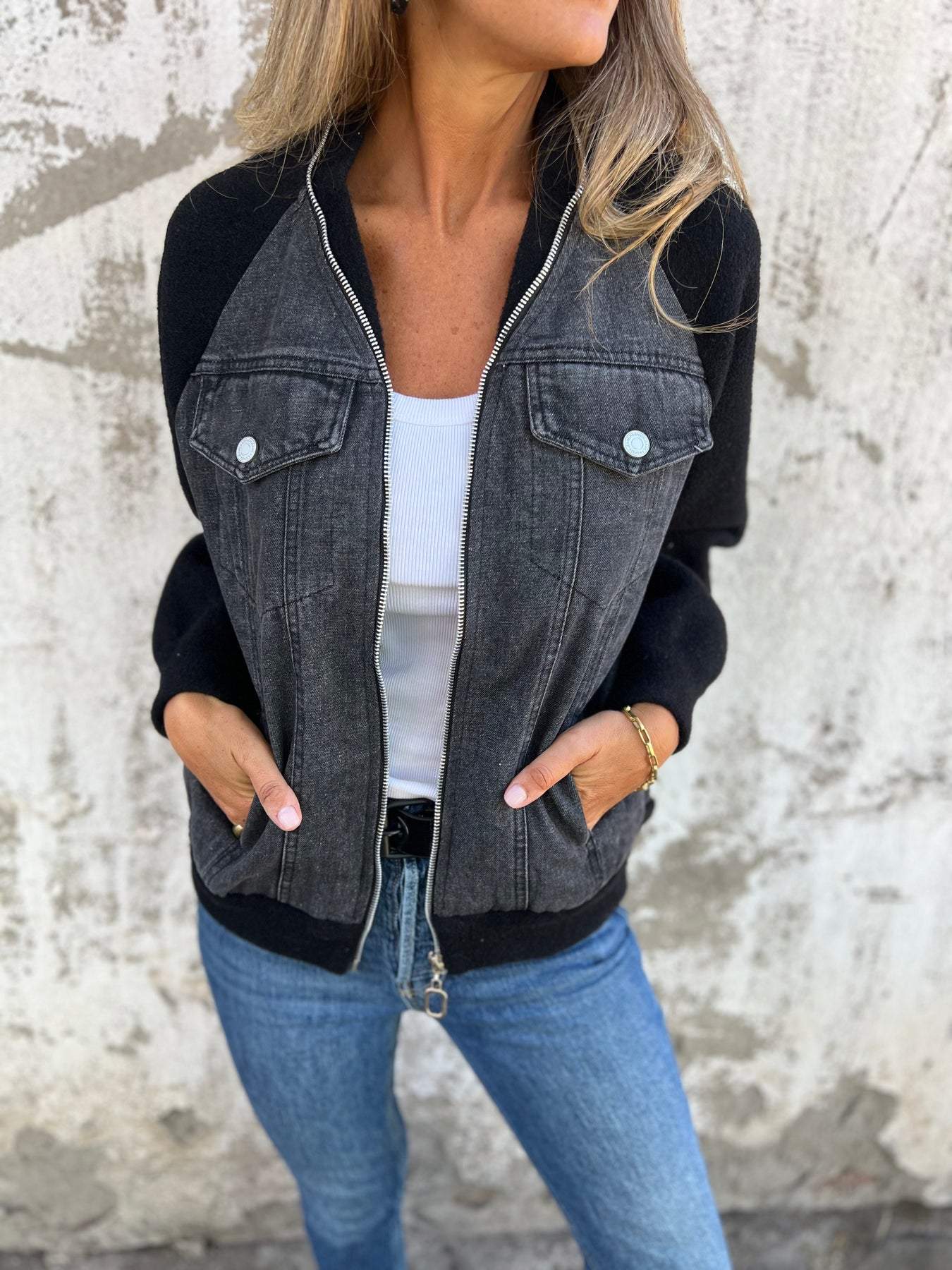 Dames Stijvolle Denim Jacket met rits