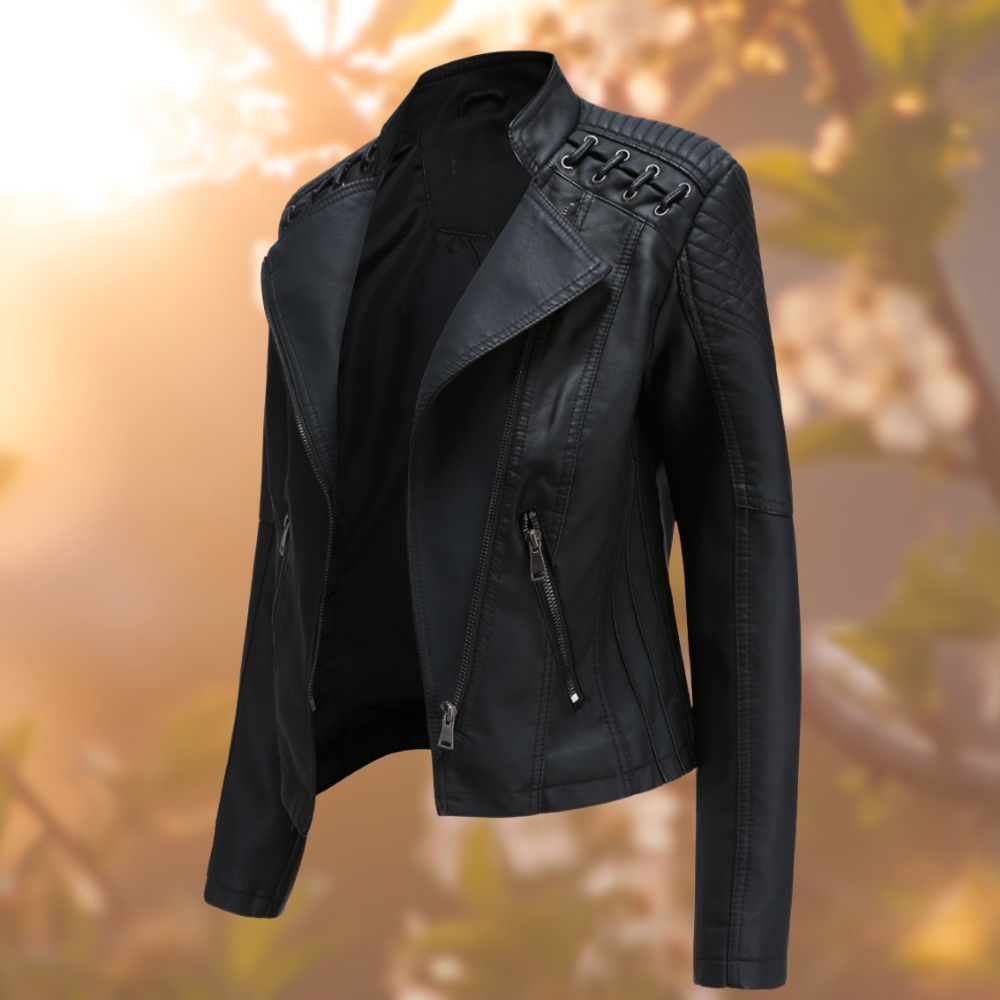 Dames Elegante Leren bikerjack