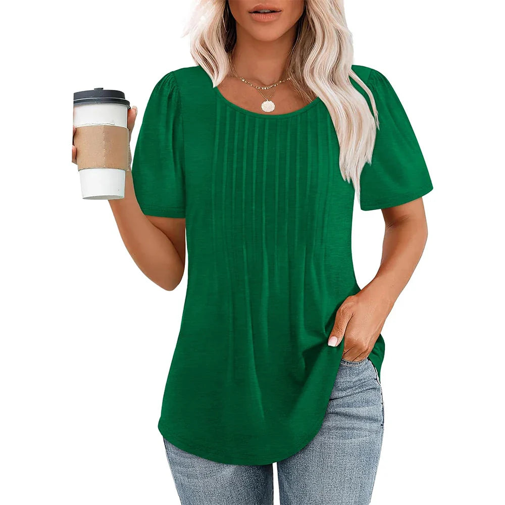 Dames Elegante  t-shirt met plooien