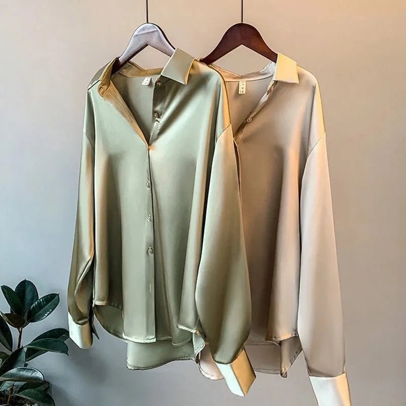 Iris - Elegante zijden blouse met contrastbies voor dames Hero