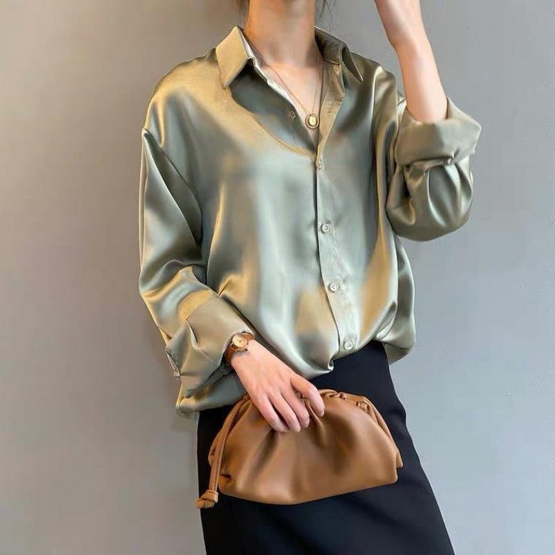 Iris - Elegante zijden blouse met contrastbies voor dames Lifestyle