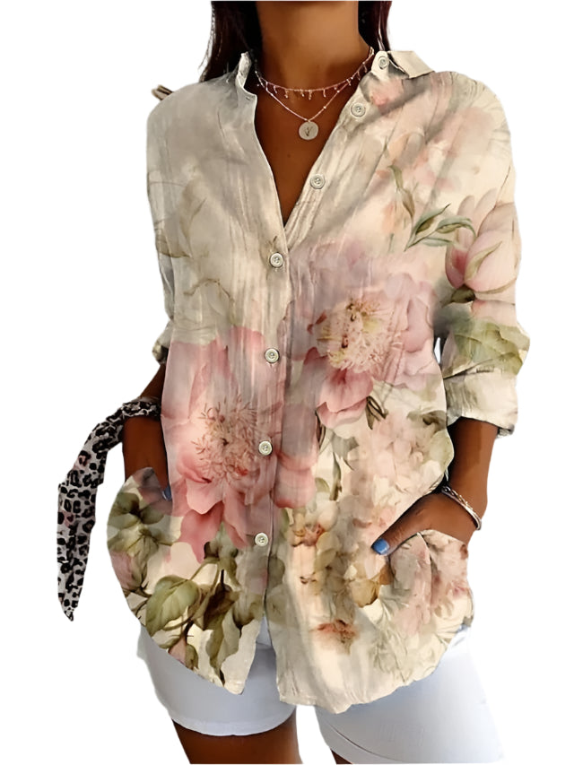 Elegante Strepen Blouse Met Knopen