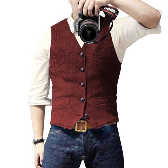 Joris - Stijlvol denim gilet met knopen voor heren Close Up