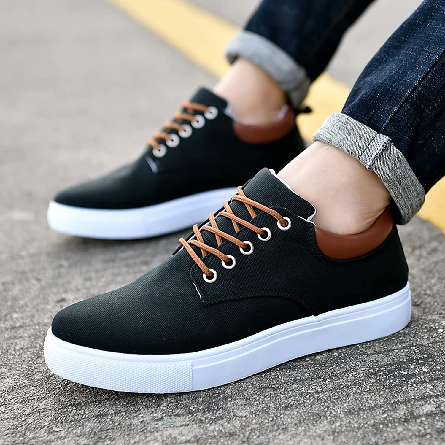 Joris - Stoere canvas sneakers met witte zool voor heren Front