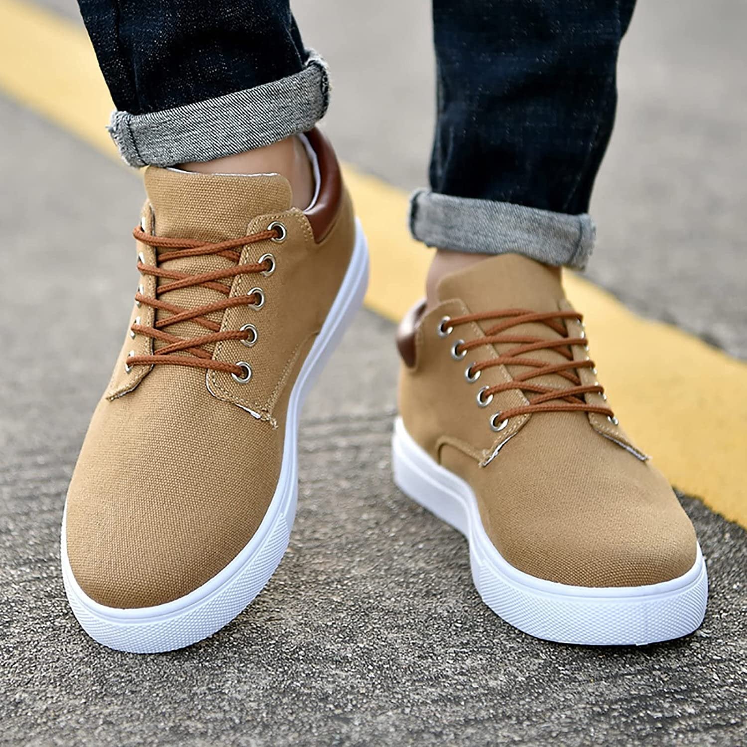Joris - Stoere canvas sneakers met witte zool voor heren View 18
