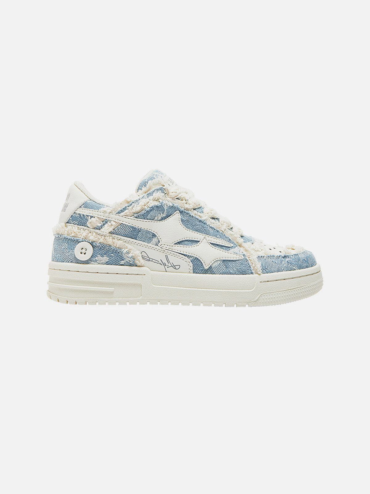 Sneakers laag model denim patchwork