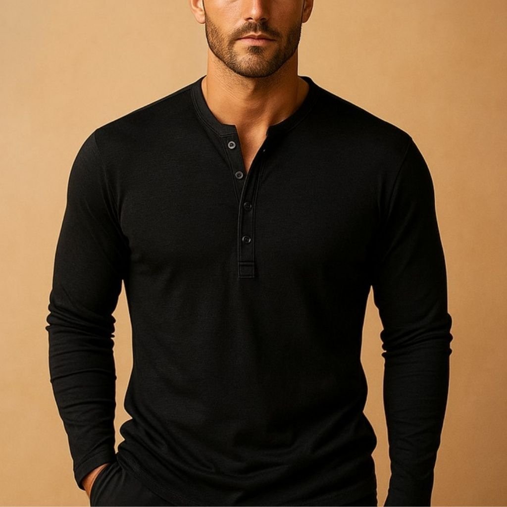 Lars - Casual henley shirt met lange mouwen voor heren Front