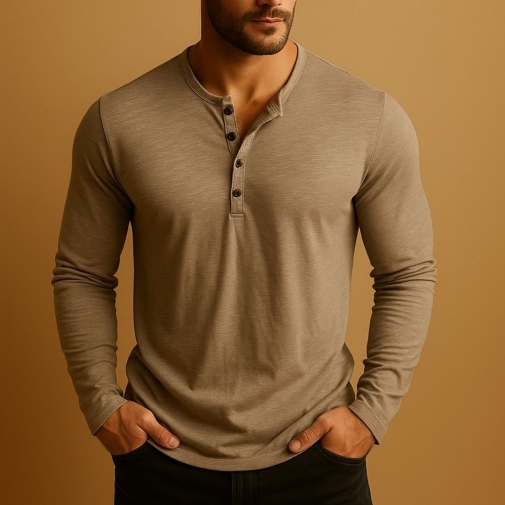 Lars - Casual henley shirt met lange mouwen voor heren Side