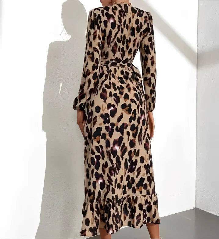Jurk dames v hals luipaardprint