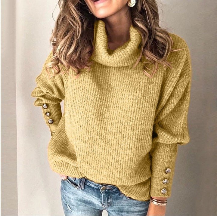Loes - Lichte turtleneck pullover met knoopdetail voor dames Lifestyle