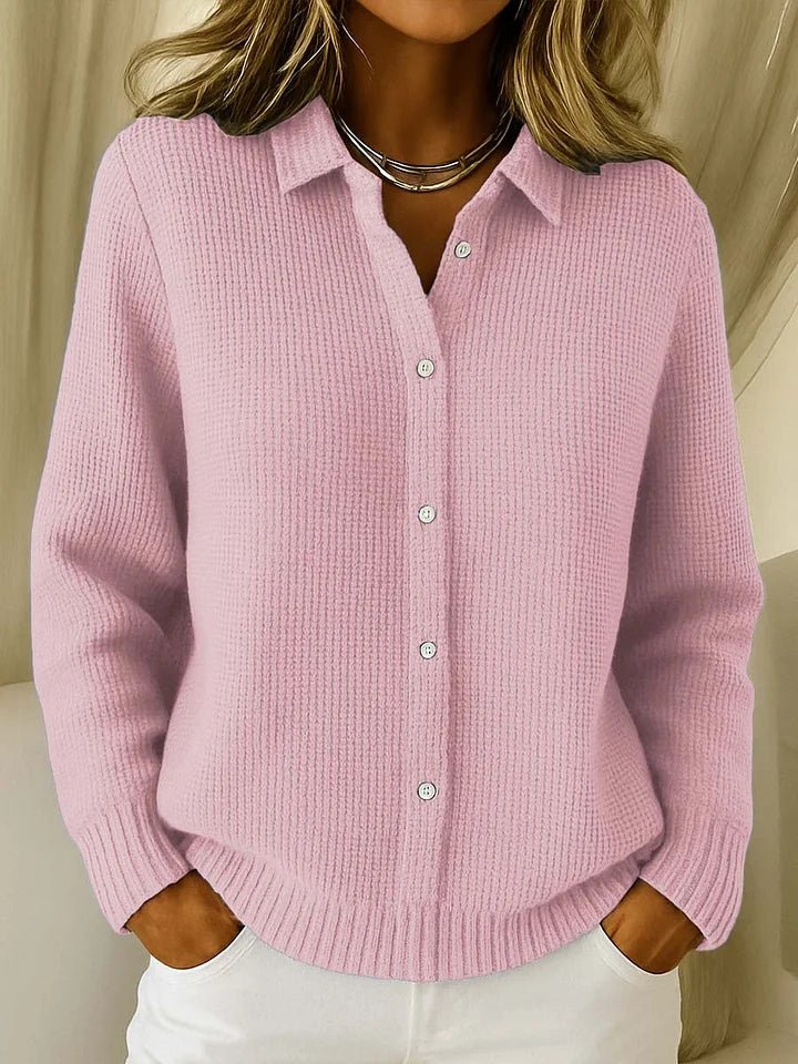 Lotte - Moderne waffle knit trui met kraag voor dames Detail