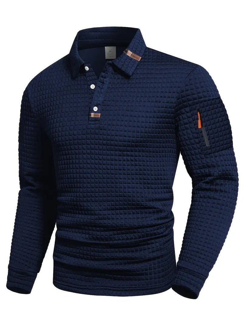 Luuk - Casual longsleeve polo voor heren Front