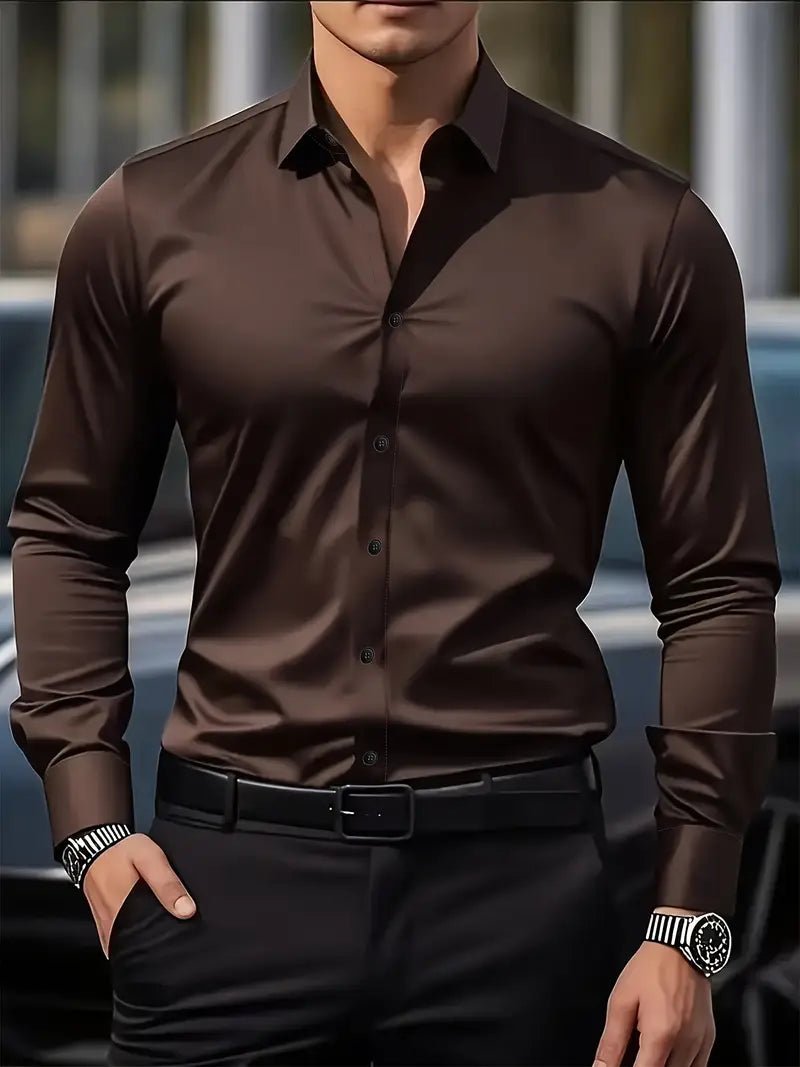 Maarten - Ademend slim fit overhemd met lange mouwen voor heren Back