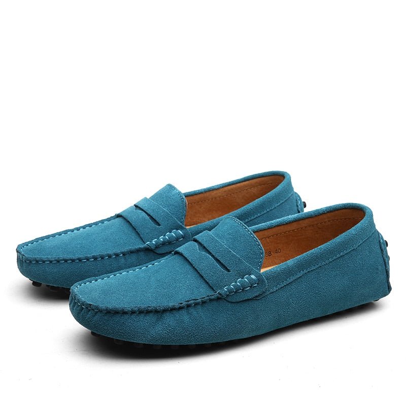 Maarten - Casual suède loafers met penny strap voor heren Close Up