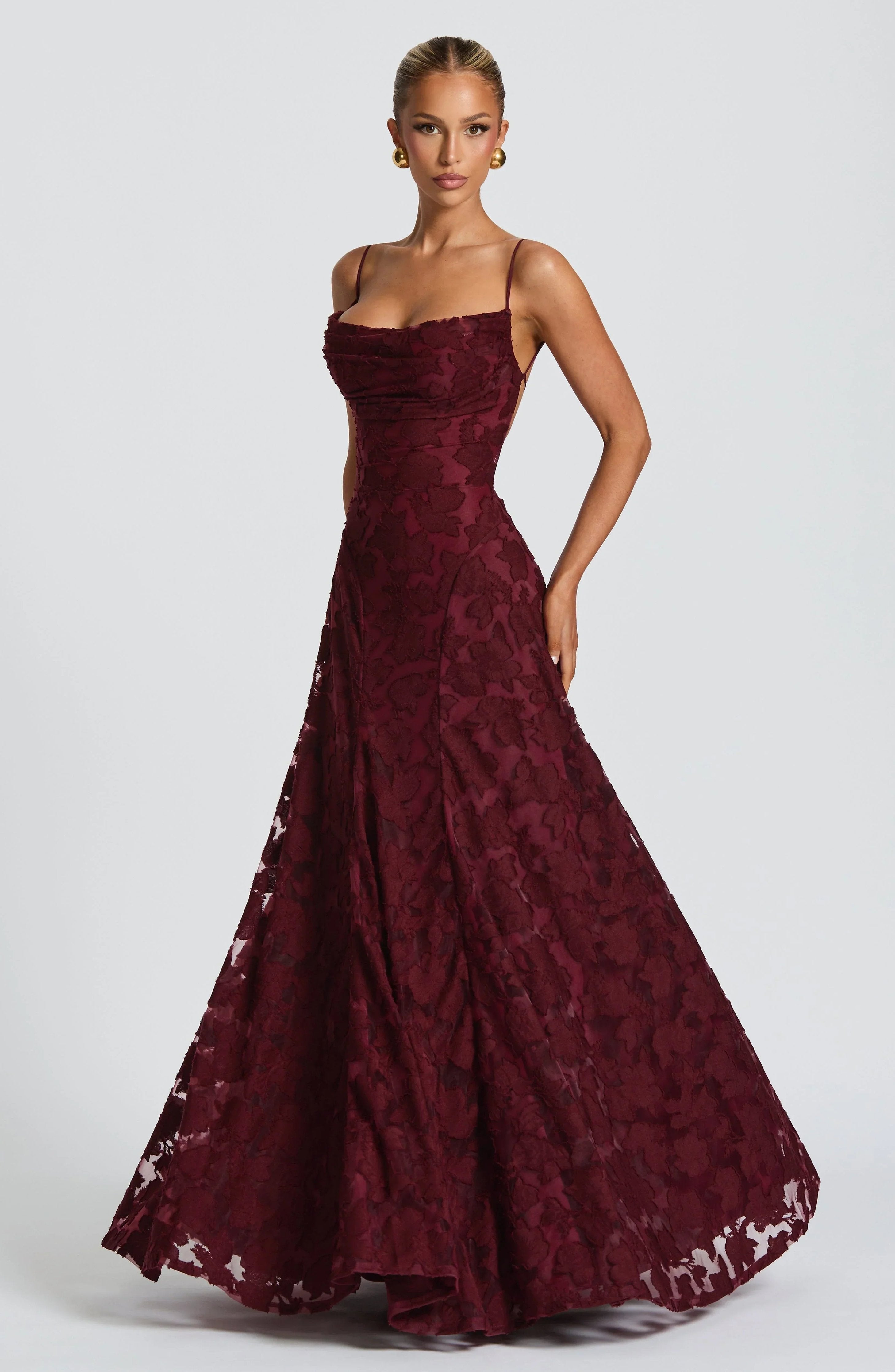 Maren - Elegante maxi jurk met open rug voor dames Detail