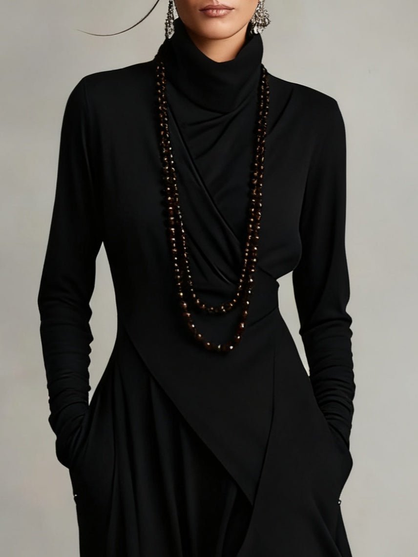 Margot - Asymmetrische maxi jurk met hoge col voor dames Lifestyle